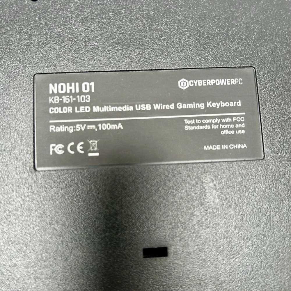 Cyberpower PC Wired LED Gaming Keyboard Play Ready NOHI 01 KB-161-306